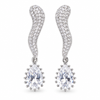 Silver-Tone Pavé Teardrop Drop Earrings | أقراط متدلية باللون الفضي بتصميم الدمعة المرصّع