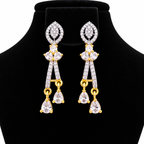 Elegant Crystal Necklace & Earrings Set – Y-Shaped Design | طقم عقد وأقراط كريستالي بتصميم أنيق