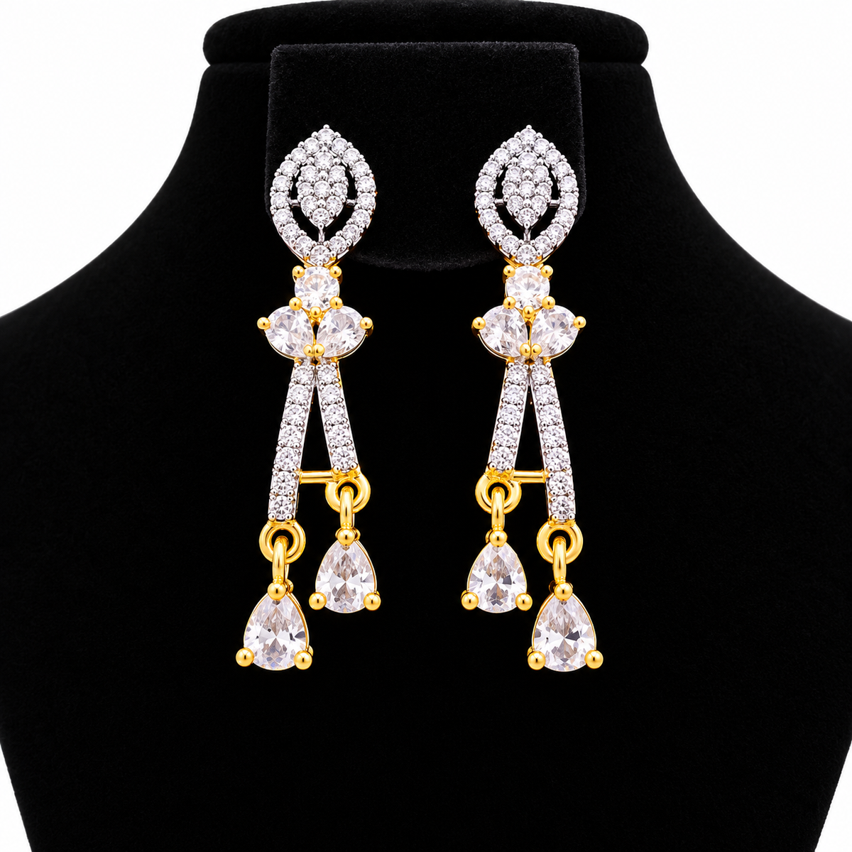 Elegant Crystal Necklace & Earrings Set – Y-Shaped Design | طقم عقد وأقراط كريستالي بتصميم أنيق