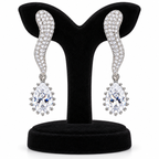 Silver-Tone Pavé Teardrop Drop Earrings | أقراط متدلية باللون الفضي بتصميم الدمعة المرصّع