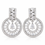 Silver-Tone Crystal Halo Drop Earrings | أقراط متدلية بتصميم هالة كريستالية بلون فضي