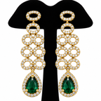 Emerald Green & Gold-Tone Chandelier Necklace and Earrings Set | طقم عقد وأقراط متدلية باللون الأخضر الزمردي والذهبي