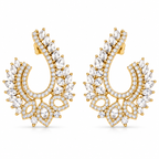 Gold-Tone Leaf Design Crystal Statement Earrings | أقراط بارزة بتصميم أوراق وأحجار كريستالية بلون ذهبي