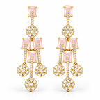 Pink Crystal Gold-Tone Drop Earrings | أقراط متدلية بلون ذهبي مع كريستال وردي