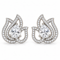 Elegant Lotus Design Crystal Stud Earrings | أقراط كريستالية بتصميم زهرة اللوتس الأنيق