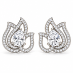 Elegant Lotus Design Crystal Stud Earrings | أقراط كريستالية بتصميم زهرة اللوتس الأنيق