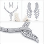 Luxury Crystal Leaf Necklace & Earring Set for Women | طقم عقد وأقراط كريستال فاخر للنساء