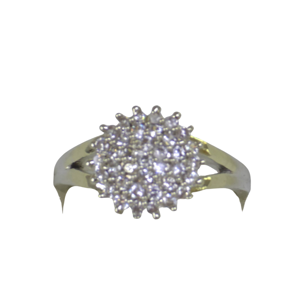 Silver Floral Cluster Cubic Zirconia Ring
