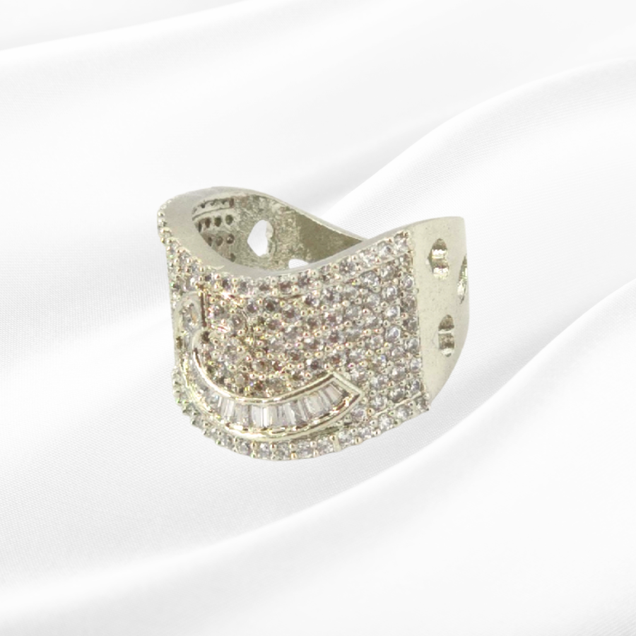 Elegant Silver Clear Cubic Zirconia Ring