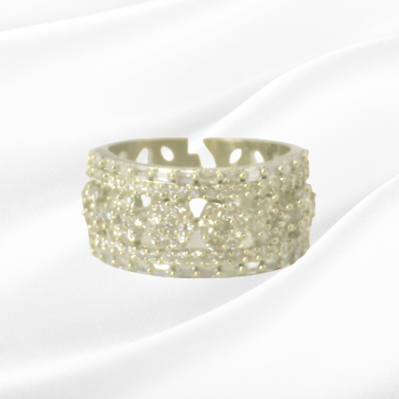 Elegant Silver Cubic Zirconia Party Wear Ring