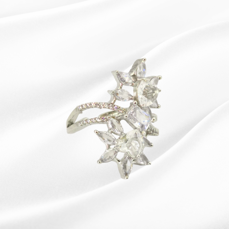 Radiant Clear Cubic Zirconia Silver Ring