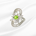 Exquisite Green Cubic Zirconia Silver Ring