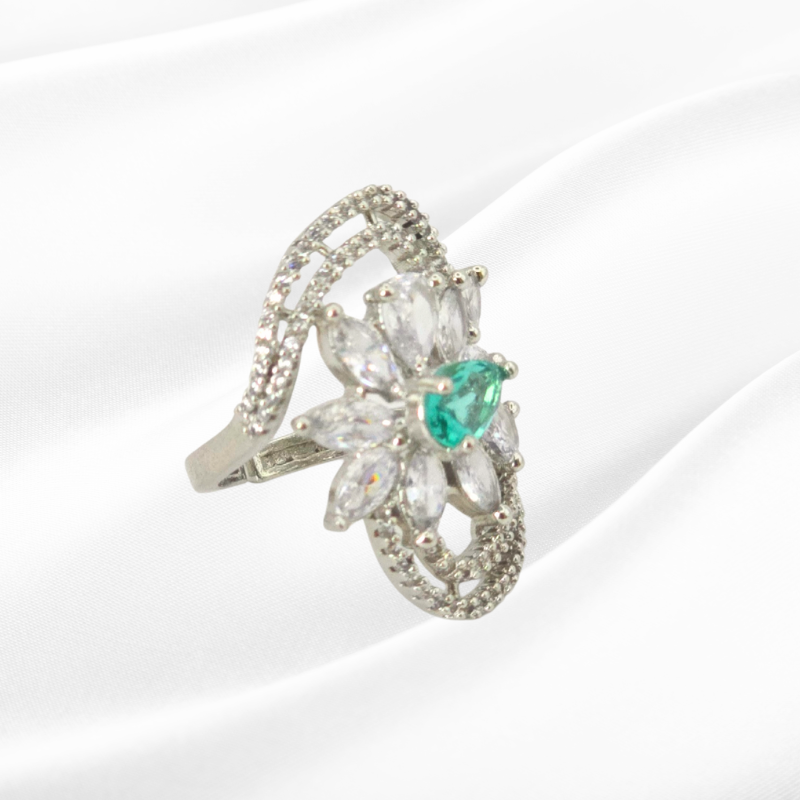 Exquisite Blue Cubic Zirconia Silver Ring