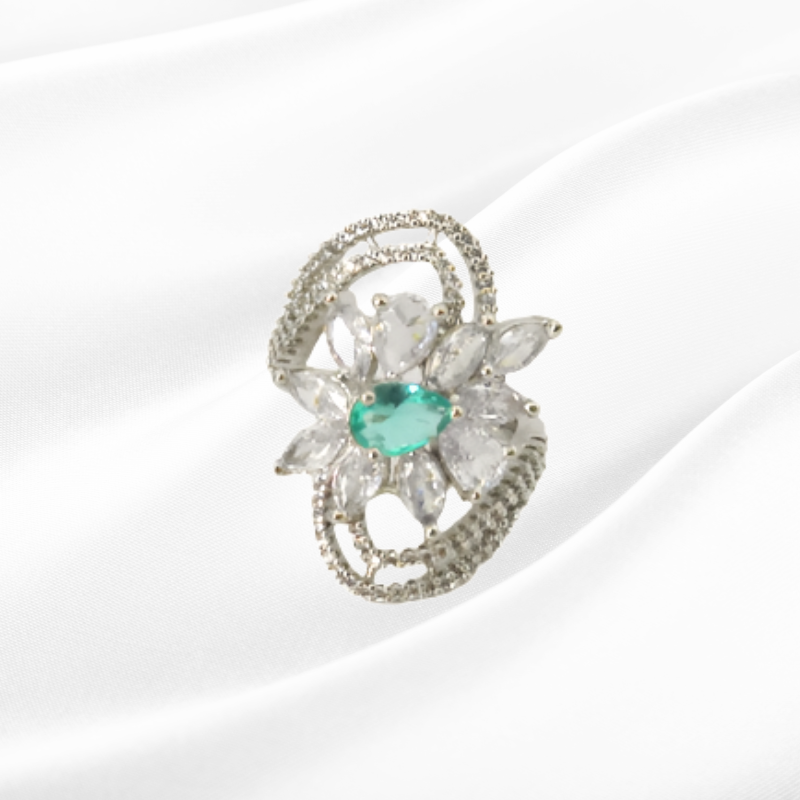 Exquisite Blue Cubic Zirconia Silver Ring