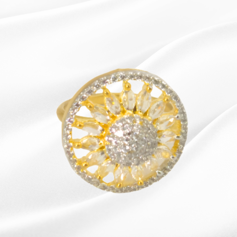 Exquisite Golden Cubic Zirconia Ring