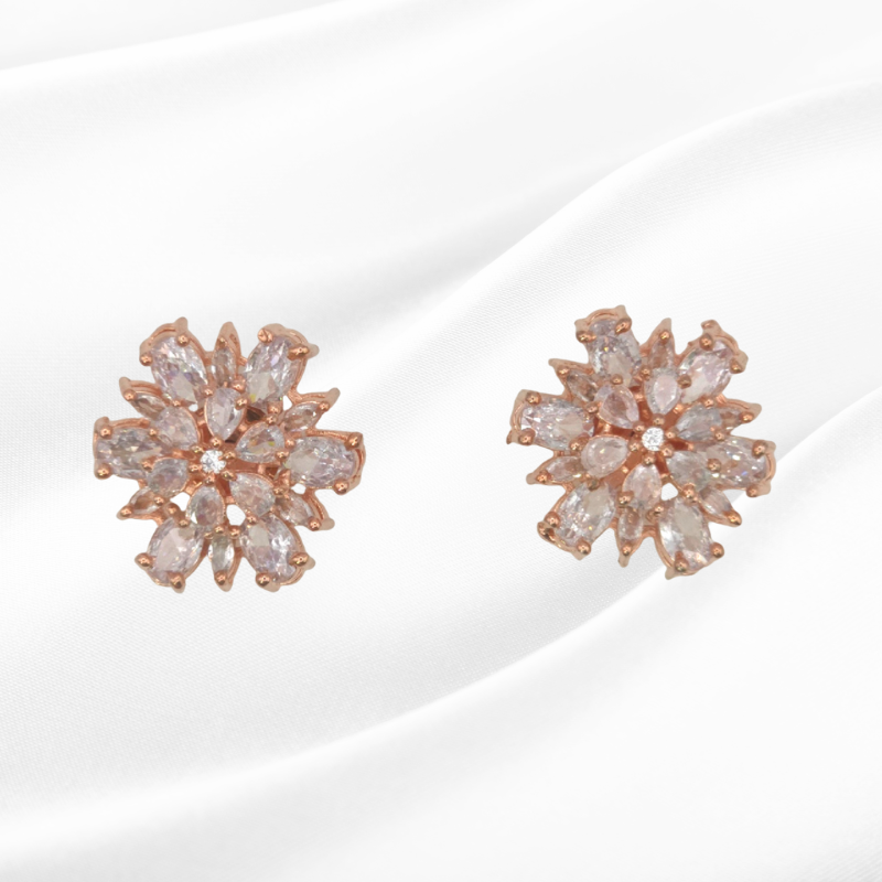 Exquisite Rose Gold Cubic Zirconia Earrings – Festiv Collection