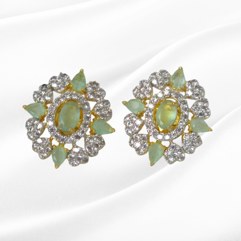 Elegant Green Cubic Zirconia Earrings – Festiv Collection