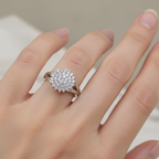 Silver Floral Cluster Cubic Zirconia Ring