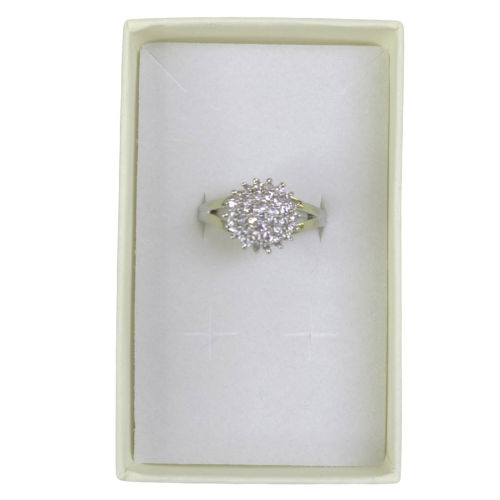 Silver Floral Cluster Cubic Zirconia Ring
