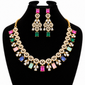 Multicolour Crystal Necklace & Earring Set | طقم عقد وأقراط كريستالي متعدد الألوان