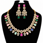 Multicolour Crystal Necklace & Earring Set | طقم عقد وأقراط كريستالي متعدد الألوان