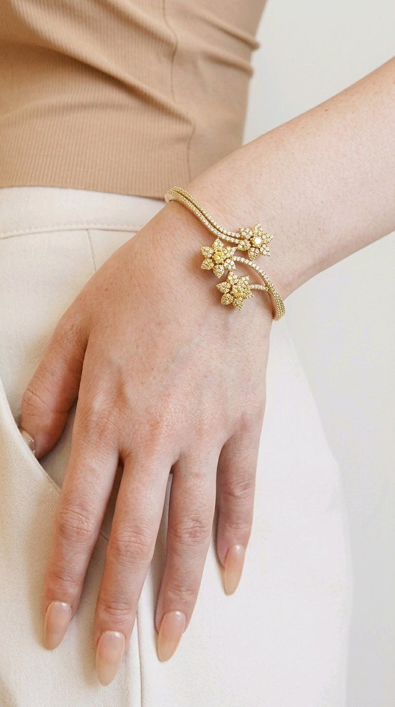 Antique Victorian Triple-Flower Filigree Bracelet | سوار فيكتوري عتيق بثلاث زهور منقوشة