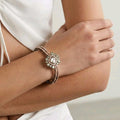 Luxury Rose Gold & Oxidized Sunburst CZ Bracelet | سوار الزركون الفاخر بتصميم الشمس بلون الروز جولد المؤكسد