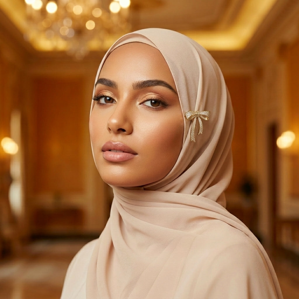 Luxury Gold Bow Hijab Brooch | بروش حجاب فيونكة فاخر ذهبي