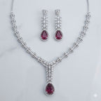 Luxury Crystal Drop Necklace & Earring Set for Women | طقم عقد وأقراط فاخر للنساء