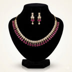 Victorian Ruby Drop Necklace & Earring Set for Women | طقم عقد وأقراط فيكتوري فاخر بحجر روبي للنساء