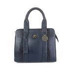 Manruya Navy Blue Leather Handbag | حقيبة مانرويا الجلدية باللون الأزرق الكحلي