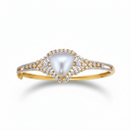 Exquisite Gold-Tone Moonstone & Diamond-Accent Bangle | سوار حجر القمر الذهبي المذهل