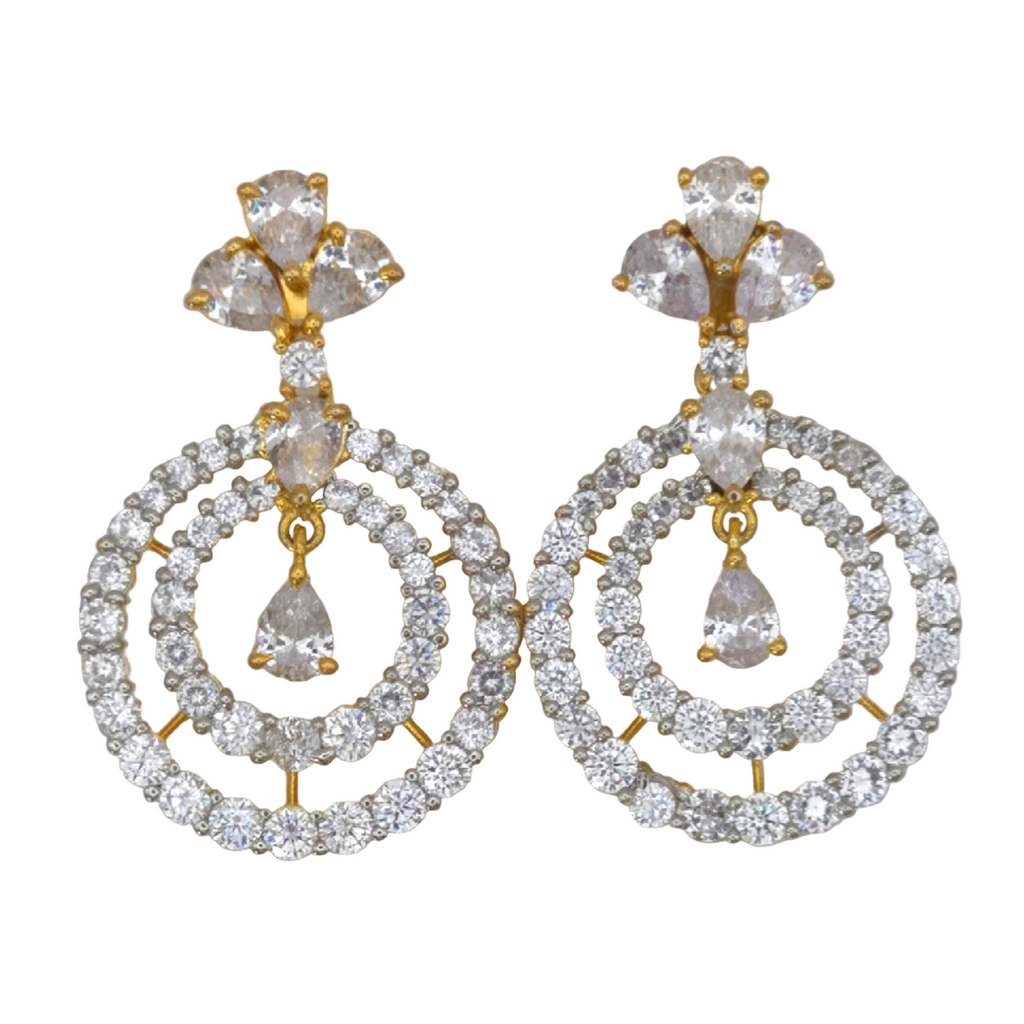 Exquisite Golden Cubic Zirconia Jhumka Earrings – Wedding Collection