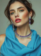Exquisite Purple Cubic Zirconia Necklace – Modern Party Collection