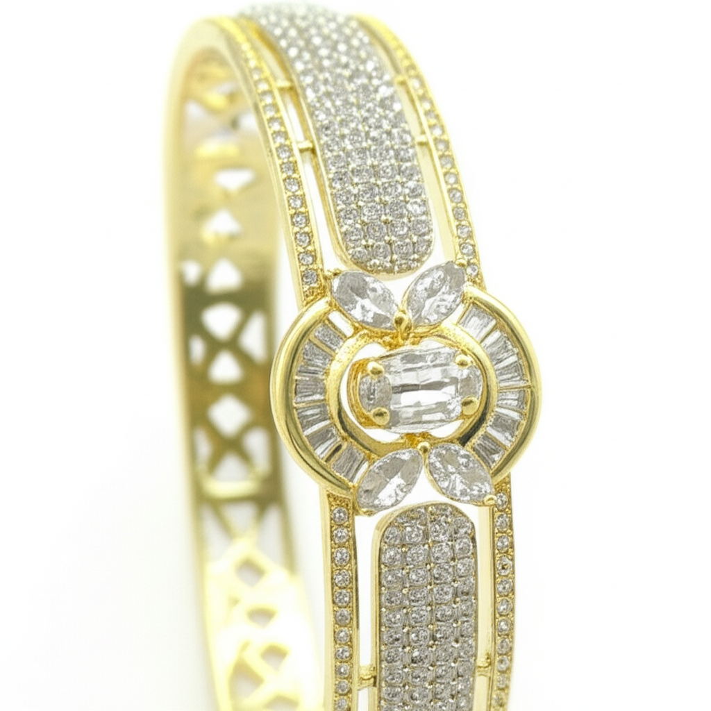 Elegant Silver Cubic Zirconia Band Bracelet – Everyday & Formal Wear