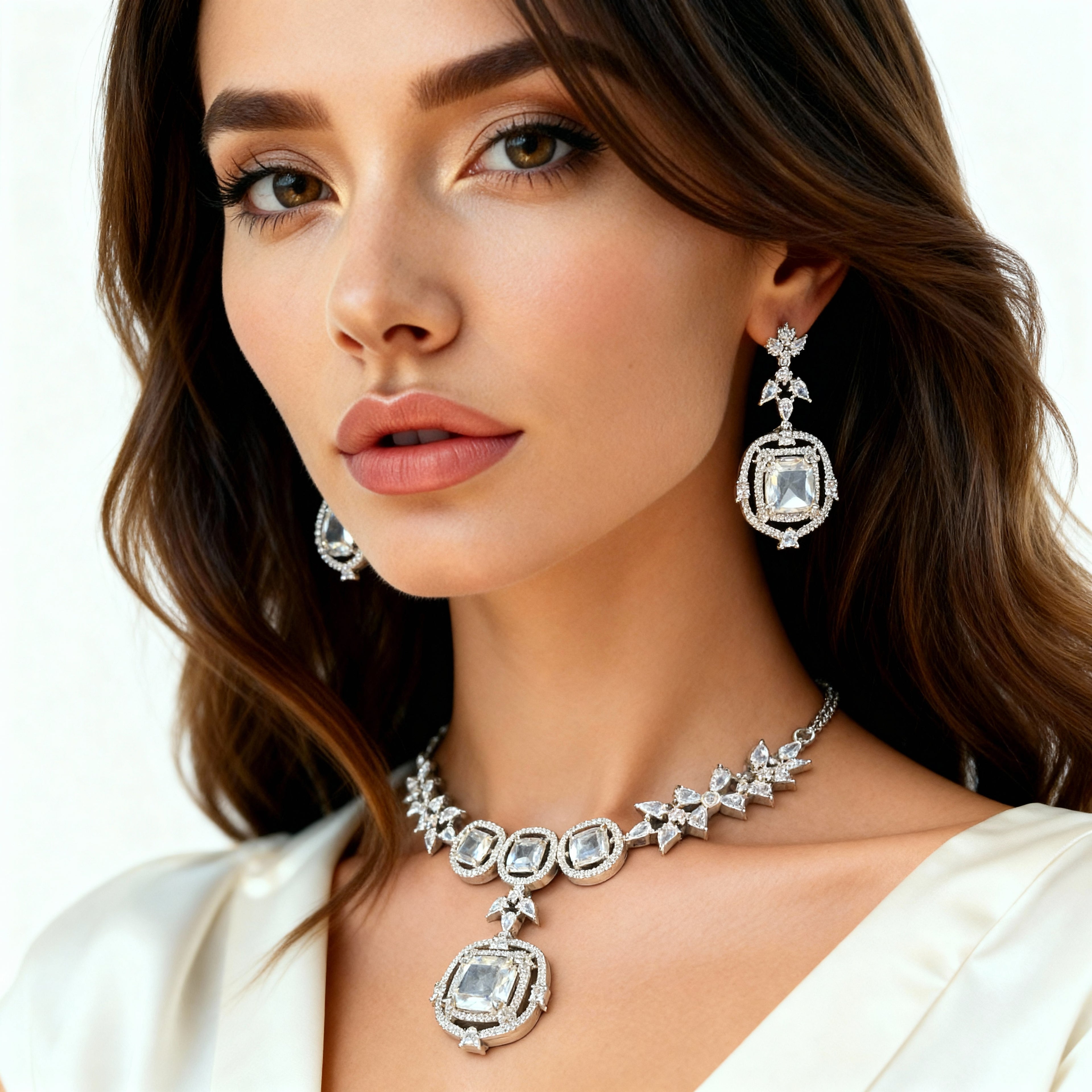 Elegant Clear Cubic Zirconia Half-Set – Wedding & Everyday Elegance