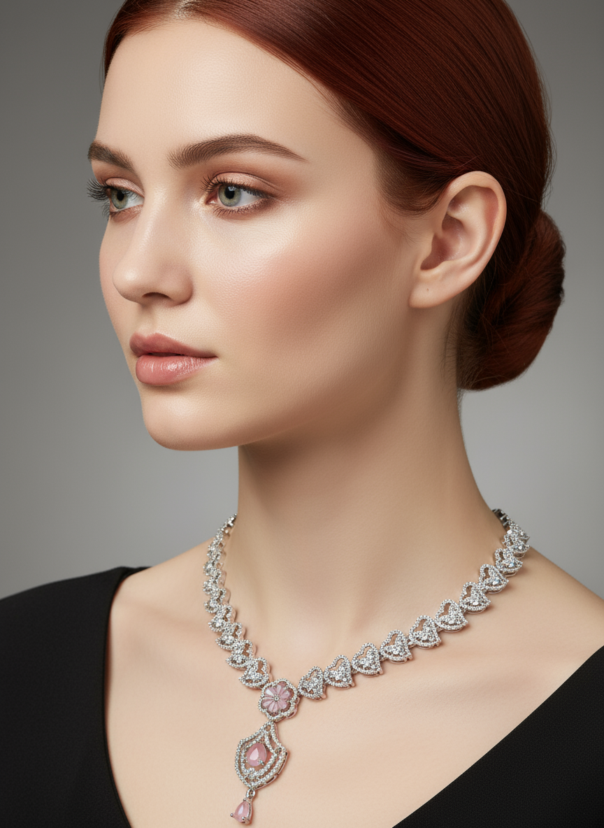 Elegant Pink Cubic Zirconia Necklace – Refined Party Collection