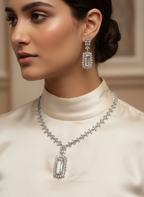 Elegant Cubic Zirconia Necklace & Earring Set – Timeless Party Collection