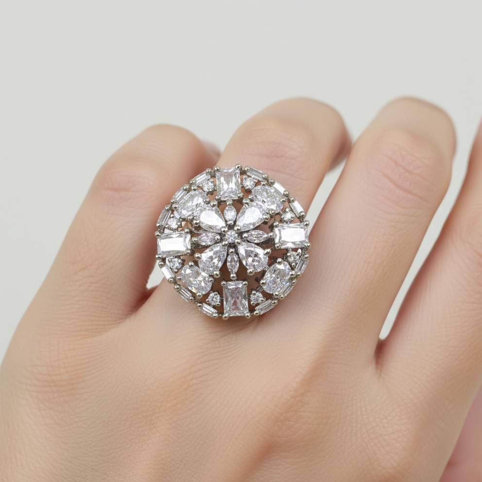 Classic Clear Cubic Zirconia Silver Ring