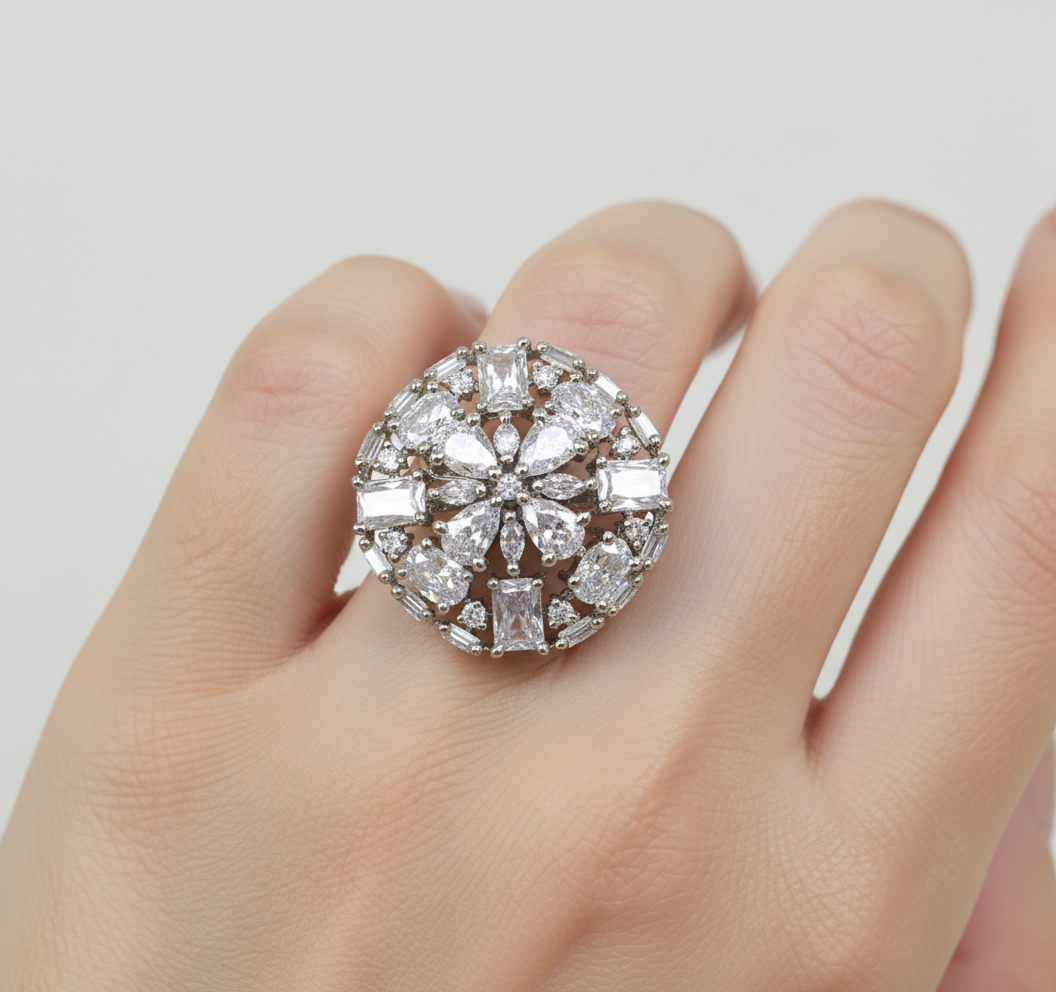 Classic Clear Cubic Zirconia Silver Ring