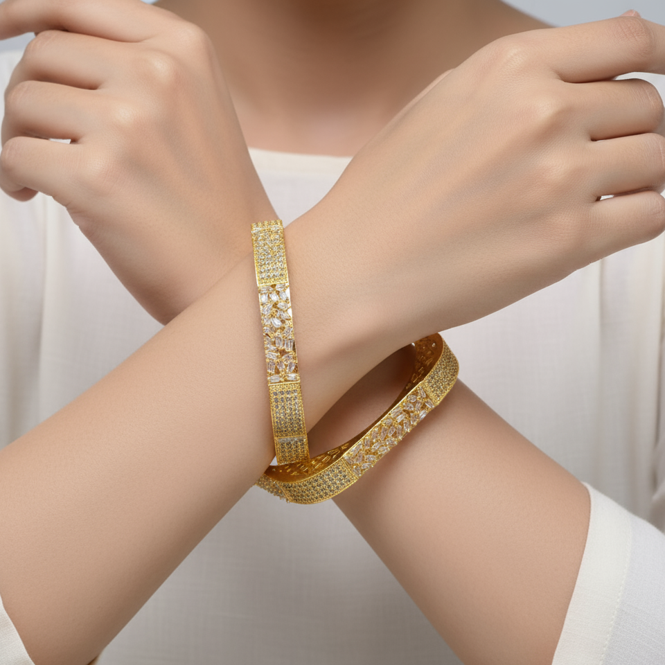 Elegant Golden Cubic Zirconia Bracelet