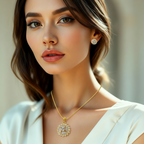 Exquisite Golden Cubic Zirconia Pendant Set