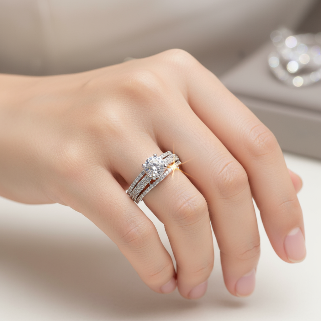 Elegant Silver Cubic Zirconia Statement Ring