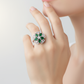Elegant Green Cubic Zirconia Silver Ring