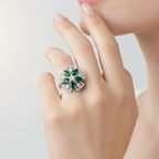 Elegant Green Cubic Zirconia Silver Ring