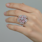 Elegant Pink Cubic Zirconia Silver Ring