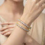 Exquisite Golden Cubic Zirconia Bangle Set – Wedding & Special Occasion Jewelry