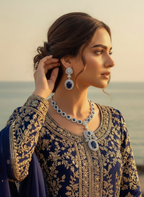 Exquisite Blue Cubic Zirconia Necklace Set – Luxury Party Collection